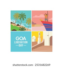 Cartaz do dia da Libertação de Goa. Cartaz de destino da viagem. Ilustração vetorial.