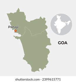 Goa locator map showing District and its capital 