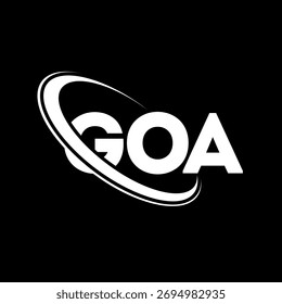 GOA logo. GOA letter. GOA letter logo design. Initials GOA logo linked with circle and uppercase monogram logo. GOA-typography for technology, business and real estate brand.