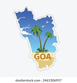 Goa map with beach and text premium vector illustration