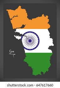 Goa map with Indian national flag illustration