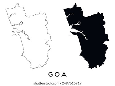 Goa map outline and black silhouette vector