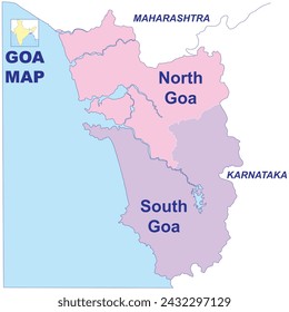 Goa map vector illustration on white background
