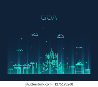 Goa skyline, India. Trendy vector illustration, linear style