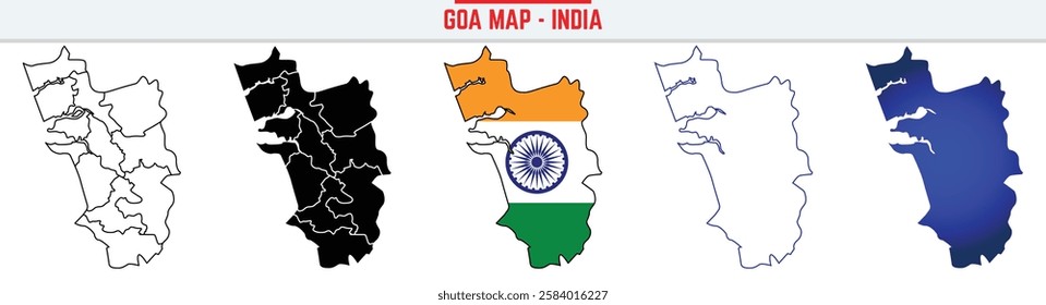 Goa, State, GA Outline Icon – India Map Silhouette Vector. India map editable stroke outline icon