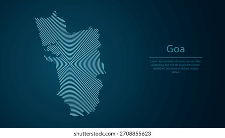Goa, estado de India, mapa lleno de círculos concéntricos sobre fondo degradado oscuro