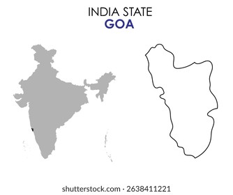 Goa State map of India. Goa map vector illustration. Goa vector map on white background.