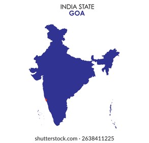 Goa State map of India. Goa map vector illustration. Goa vector map on white background.