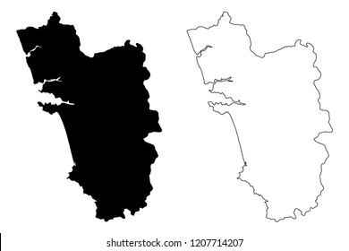 Goa (States   union territories India  Federated states  Republic India) map vector illustration  scribble sketch Goa state map