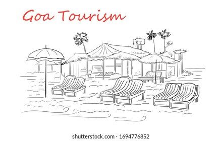 goa tourism beach illustration vector
