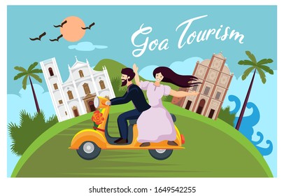 goa tourism vector design collage illustration