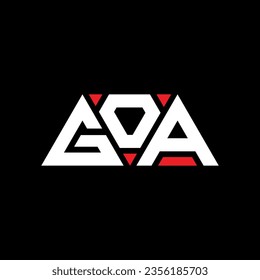 GOA triangle letter logo design with triangle shape. GOA triangle logo design monogram. GOA triangle vector logo template with red color. GOA triangular logo Simple, Elegant, and Luxurious design.