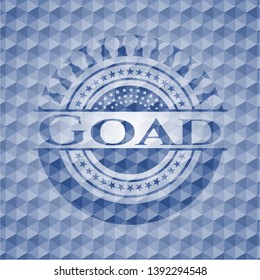 Goad blue badge with geometric background. Vector Illustration. Detailed.
