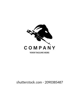 logotipo vintage de goad hunter ilustración vectorial diseño de icono minimalista 