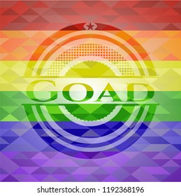 Goad on mosaic background with the colors of the LGBT flag