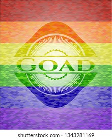 Goad on mosaic background with the colors of the LGBT flag