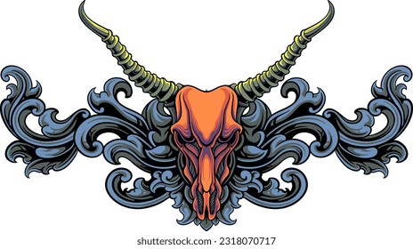 ilustración vectorial de la cabeza del cráneo de goda