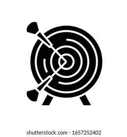 Goal achievement black icon, concept illustration, vector flat symbol, glyph sign.