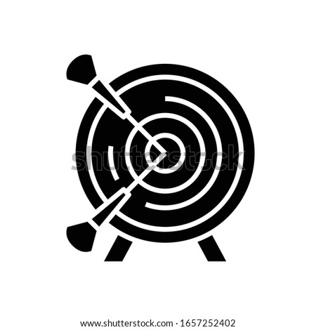 Goal achievement black icon, concept illustration, vector flat symbol, glyph sign.