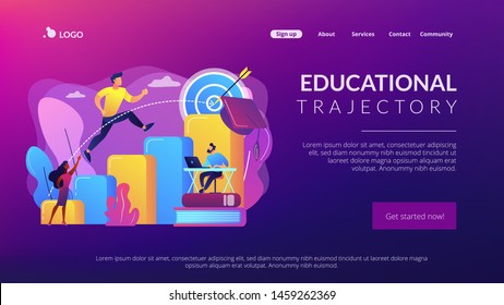 Goal achievement, career promotion, school graduation. Educational trajectory, educational capital strategy, determine your educational way concept. Website homepage landing web page template.