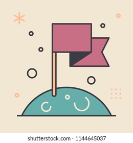 Goal achievement concept. Unique and creative illustration. Flat design thin line style. Usage for e-mail newsletters, web banners, headers, blog posts, print and more.