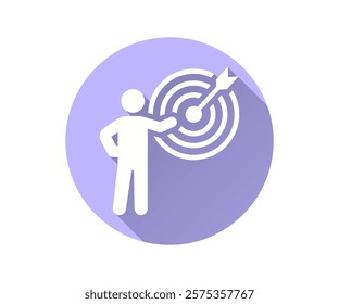 Goal achievement flat icon. Simple illustration with long shadow for graphic and web design.