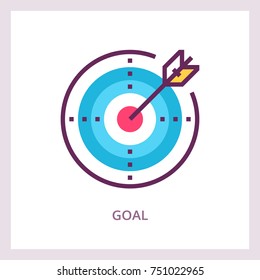 Goal achievement icon. Aim business concept. Vector linear pictogram.