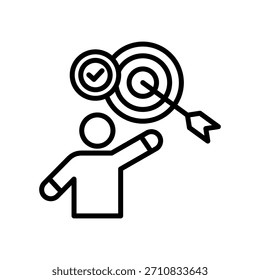 Ilustração do vetor da linha do ícone de realização da meta