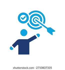 Icono de logro de metas Ilustración vectorial mixta