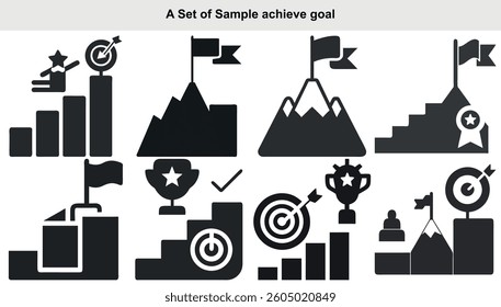 Goal Achievement Icon Set vector