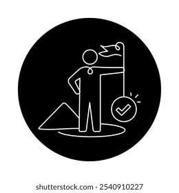 Goal Achievement Icon – A Target with a Person, Representing Goal Setting, Success, and Productivity