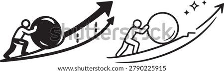 Goal achievement icon with uphill effort symbolizing persistence and determination