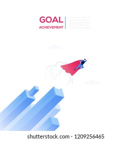 Goal achievement - modern isometric vector web banner