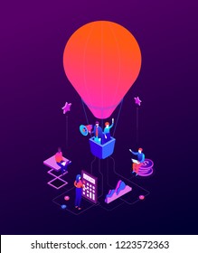 Goal achievement - modern isometric vector colorful illustration