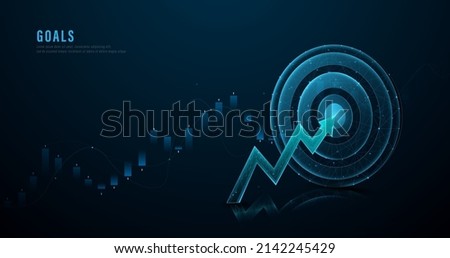 Goal achievement. Path chart to target. line, dot and low polygon, structure design. Vector illustration