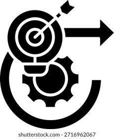 Icono de proceso de logro de objetivos con flecha y objetivo
