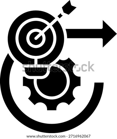 Goal Achievement Process Icon with Arrow and Target