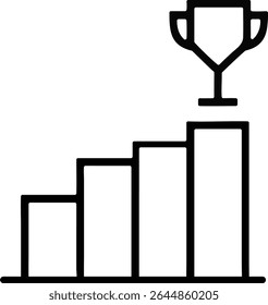 Gráfico de progreso de logro de objetivos con icono de trofeo
