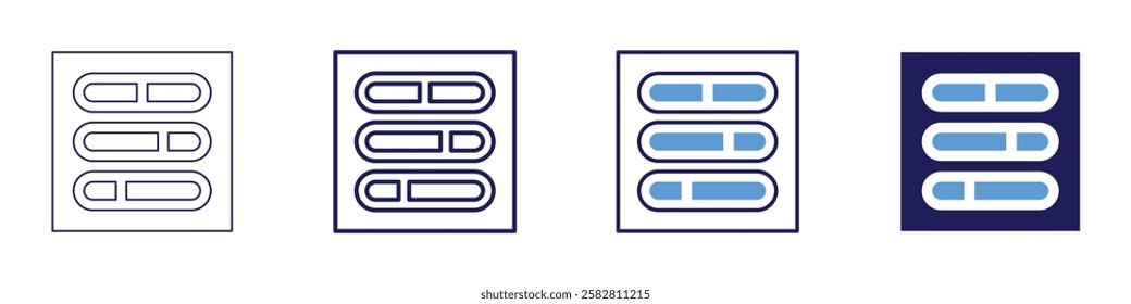 Goal achievement progress icon in 4 different styles. Thin Line, Line, Bold Line, Duotone. Duotone style. Editable stroke.