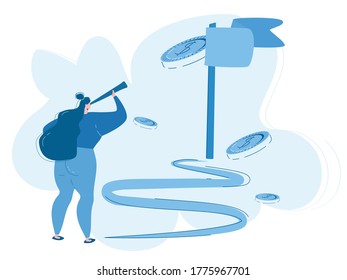 Logro de objetivos, ilustración vectorial para banner web, infografía, móvil. como símbolo de éxito y altura.