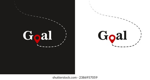 Goal. Achieving the goal. Image of the path to achieving the goal. Logotype. 
Location