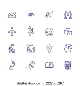 Goal achieving line icon set. Businessman, leader, winner. Business concept. Can be used for topics like leadership, career promotion, competition