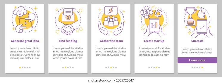 Goal achieving onboarding mobile app page screen with linear concepts. Business development steps graphic instructions. UX, UI, GUI vector template with illustrations