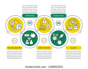 Goal achieving vector infographic template. Business development. Presentation design elements. Data visualization with five steps and options. Process timeline chart. Workflow layout with linear icon