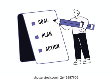 Goal Action Plan Checklist Concept Business Strategy for Productivity, Career Growth and Efficiency Improvement