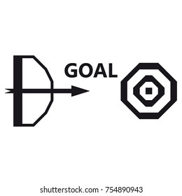 Goal and aim with arrow on the white background