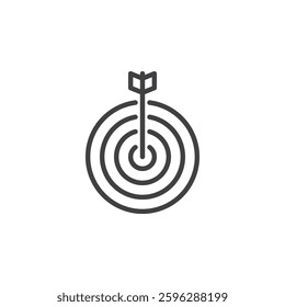 Goal Alignment line icon. linear style sign for mobile concept and web design. A target with an arrow hitting the center outline vector icon. Symbol, logo illustration. Vector graphics