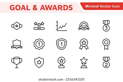 Goal and Awards Icon Set. A motivational collection of icons designed to celebrate achievements and aspirations, perfect for personal development, coaching, and recognition.