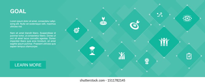 goal banner 10 icons concept.target, wish, task, goal setting icons