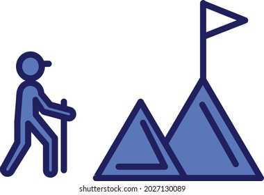Diseño de icono de vectores con relleno azul de objetivo